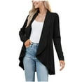thumbnail image 3 of Feancey Women's Knitted Cardigans Draped Front Open Long Sleeve Shrugs Ruched Hem Casual Shawl Collar Cardigan Sweaters Fall Fashion Knit Outwear Holiday Sales Black XL, 3 of 9