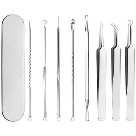 Pinkiou Pimple Popper Tool Kit Blackhead Remover Tool, Blackhead Extractor tool for Face, Stainless Steel Extraction Tools