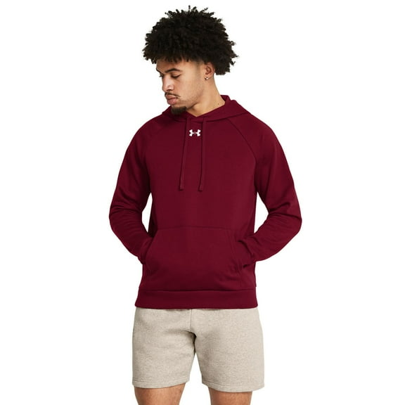 Men's Under Armour Solid Rival Fleece Hoodie Color: 625 Cardinal Size: S