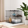 thumbnail image 2 of PawHut 2 Tier Cat Cage Crate, DIY Pet Playpen with 2 Doors, 2 of 10