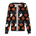 thumbnail image 4 of Women Long Sleeve Pattern Pocket Working Halloween Print Stand-up Collar Single-breasted Protective Overalls Cardigan Jacket Top, 4 of 4
