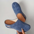 thumbnail image 6 of HNMKIU Womens Sandals Fashion Toe Platform Slide Style Comfortable Casual Beach Slippers with Pure Color Upper Elegant Low Heel Beach Shoes Blue,7, 6 of 9