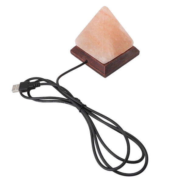 USB Himalayan Salt Lamp RGB 7 Color Changing Hand Carved with Wooden Base Pyramid Crystal Salt Rock Lamp for Home Decoration Gift
