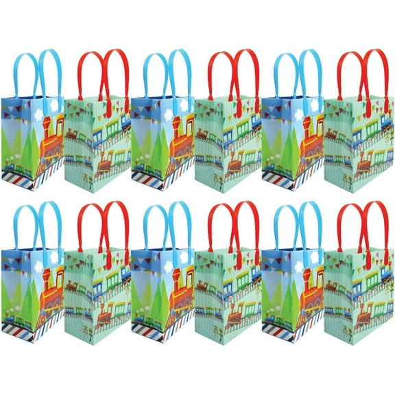 Tinymills Assorted Train Plastic Reusable Gift Bags, 12 Pack