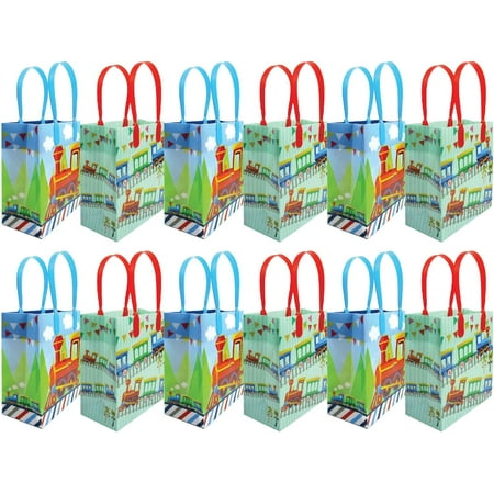 Tinymills Assorted Train Plastic Reusable Gift Bags, 12 Pack