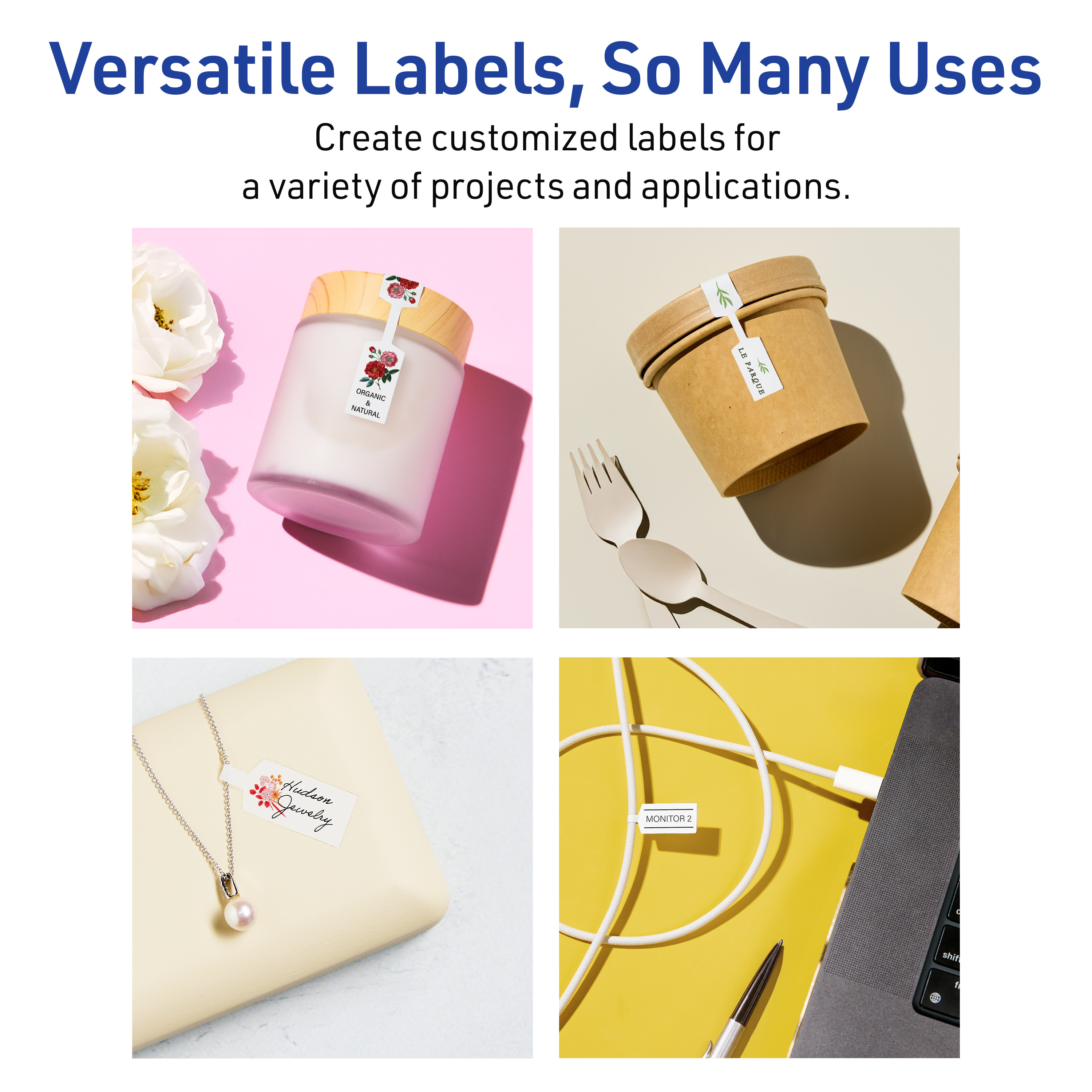Avery Waterproof Barbell Labels, 0.5" x 2.5", 2250 Total