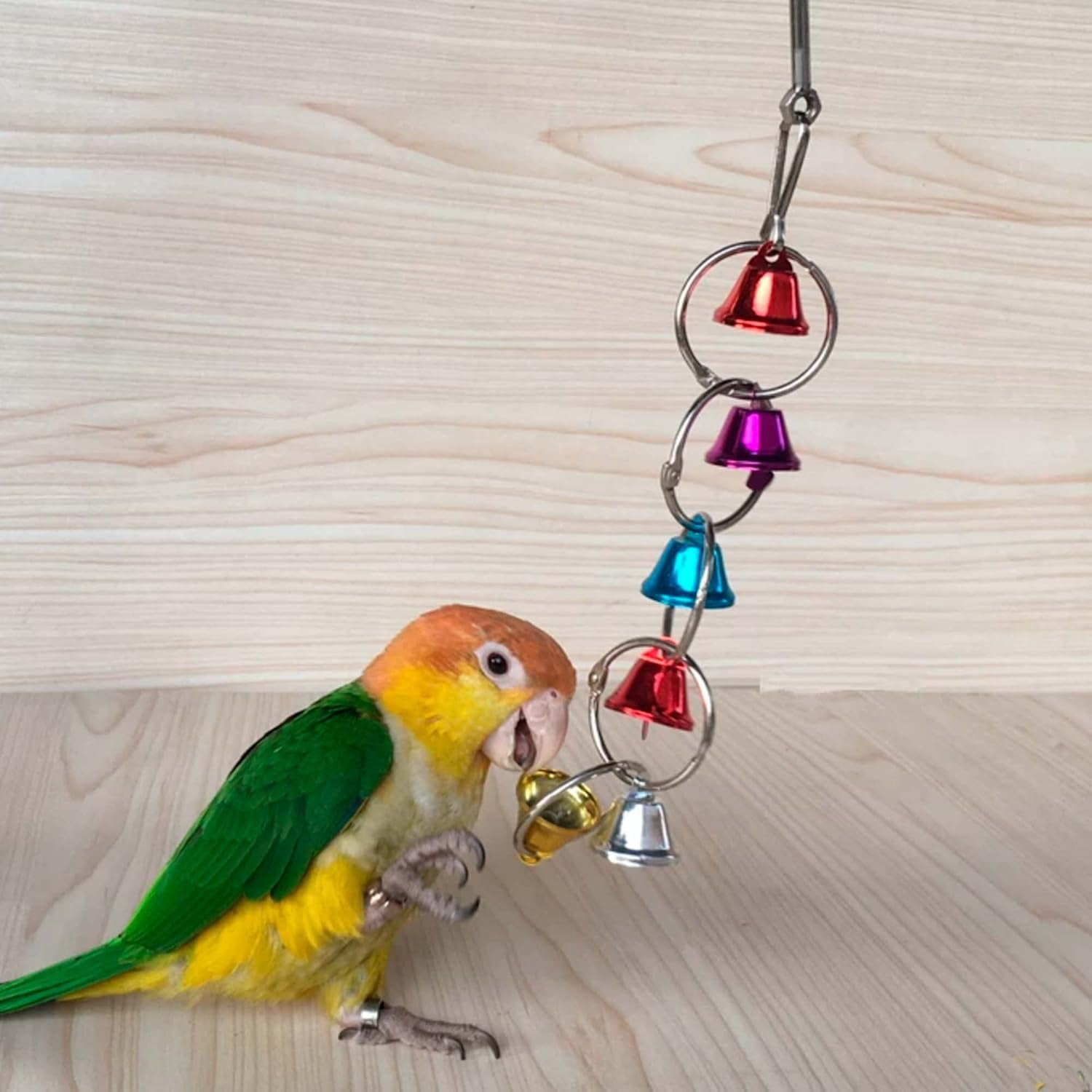Bird Bells Toy Chewing Hanging Ring Toy Cage Bite for Pet Budgie Parakeet Cockatiel Conure Macaw African Grey Eclectus Cockatoo Finches Lovebird Quaker Parrot Finch Canary