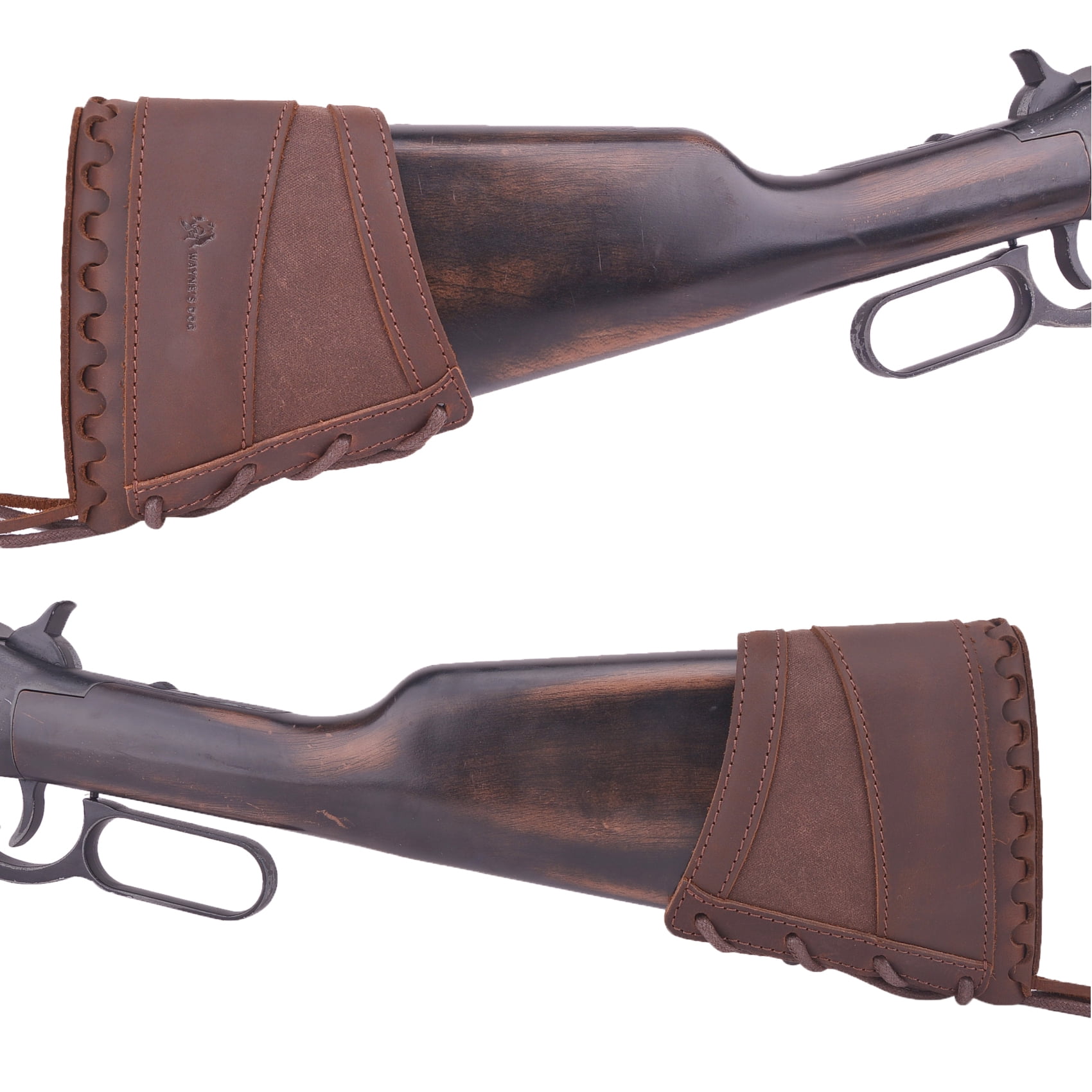 WAYNE'S DOG Leather Rifle Buttstock Canvas Recoil Pad Gun Stock Cover for Hunting Shooting