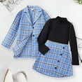 thumbnail image 2 of NAFUU Girls Clothes Skirt Sets Tweens Girls Long Sleeve Shirts Tops Plaid Jacket Skirts 3 Piece Outfits Fall Winter Holiday Party Dress Up Fashion Vintage 9-10 Years, 2 of 7