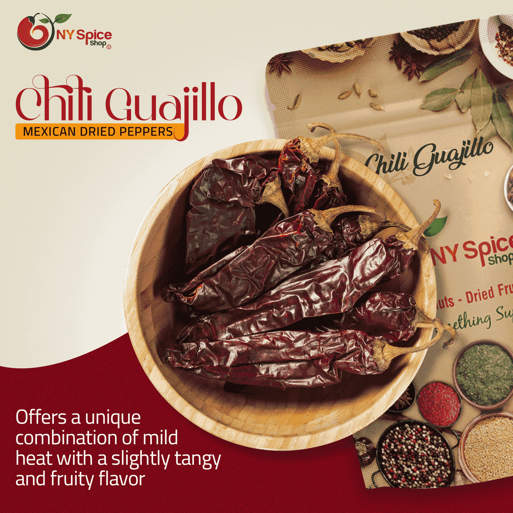 NY SPICE SHOP Chili Guajillo - 3 Pound - Mexican Dried Peppers - Dried Chili
