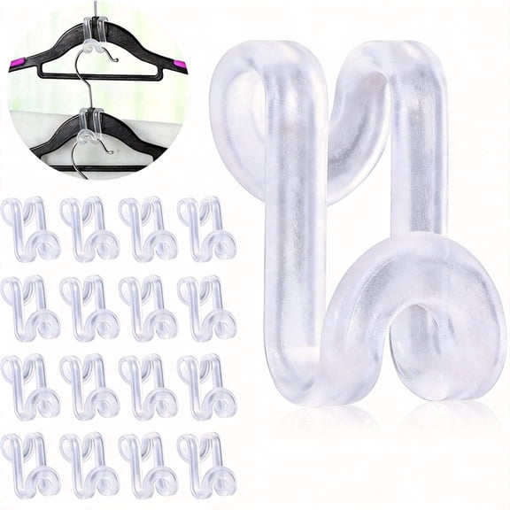 60 Pcs Clothes Hanger Connector Hooks, Heavy Duty Cascading Space Saver for Closet, Multi-Layer Plastic Organizer, Universal Size, Clear