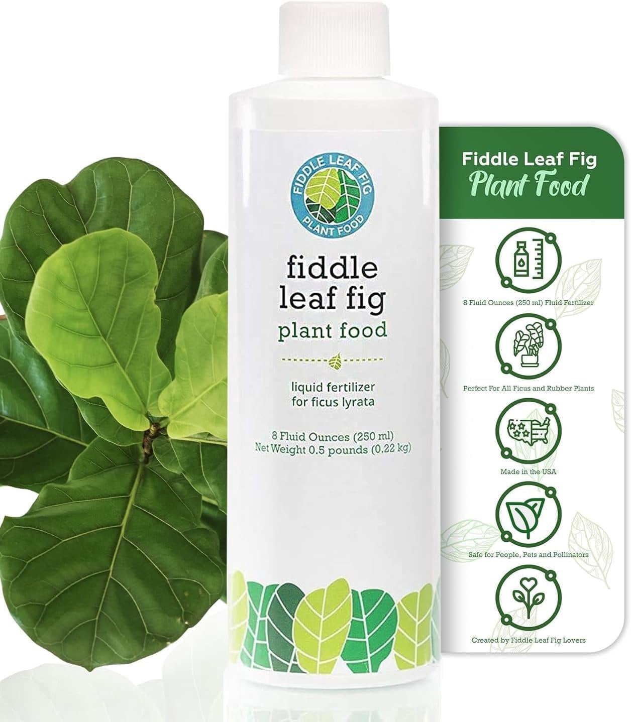 Fiddle Leaf Fig Plant Food  312 Balanced NPK Liquid Fertilizer for Larger Leaves, Stronger Roots & Steady, Vibrant Growth  Suitable for All Ficus Including Ficus Lyrata  Made in USA  8 oz