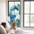 thumbnail image 2 of Blue Teal Leaves Window Privacy Film, Summer Botanical Watercolor Leaf Static Cling UV Sun Blocking Heat Control Window Tint Day and Night, Non-Adhesive One Way Windows Privacy Cover 23.6''x59'', 2 of 7