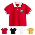 thumbnail image 2 of LRen Kids Boys Polo Shirt Short Sleeve Button up Collared Shirts Athletic Golf Toddler Boy School Uniform Kids Clothes Yellow,2-3 Years, 2 of 3