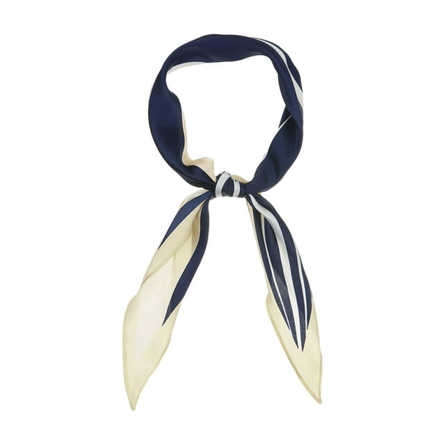 INSPIRAR CHIC Bufanda de Cuello de Mujer con Diseño de Rombo y Rayas, Accesorio de Bolsa, Azul Marino