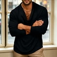 thumbnail image 6 of Zivyakyron Casual Tops Men Fall Long Sleeve Satin Cowl Neck Shirt Pullover Going Out Soft Solid Loose Black XL, 6 of 6