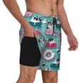 thumbnail image 2 of Kdxio Swimming Bulldog Print Men's Swim Trunks with Compression Liner 7 Inch Inseam Quick Dry Swim Shorts, 2 of 7