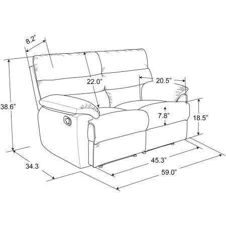 Relax A Lounger - Brianna 2-piece Loveseat set - Black