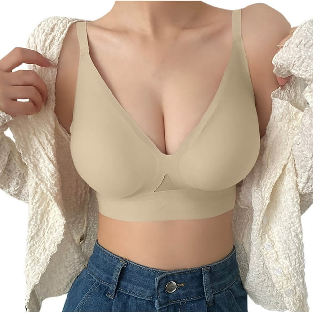 Plebaso Women's Seamless Bras No Underwire Padded Bras Full Coverage Soft Support Everyday Bras for Ladies