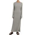 thumbnail image 2 of DailyTrove Women's Solid Color Knit Maxi Dress, Casual Outdoor & Travel Wear, Warm Wool Blend, Plus Size Friendly, 2 of 6
