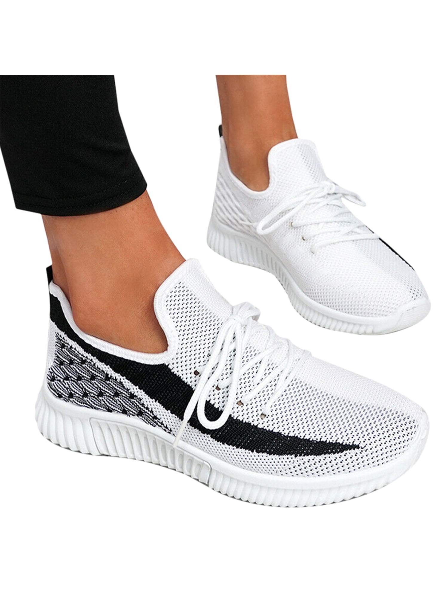 Womens Casual Lace Up Trainer Mesh 