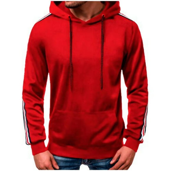 Penkiiy Hoodies for Men Men's Autumn And Winter Fashion Casual Sports Patchwork Sweater Men's Pullover Hoodie Jacket Red y2k Hoodie