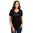 thumbnail image 2 of Nothing New Women's Fashion Relaxed V-Neck T-Shirt Tee Heather Black 2X-Large, 2 of 5