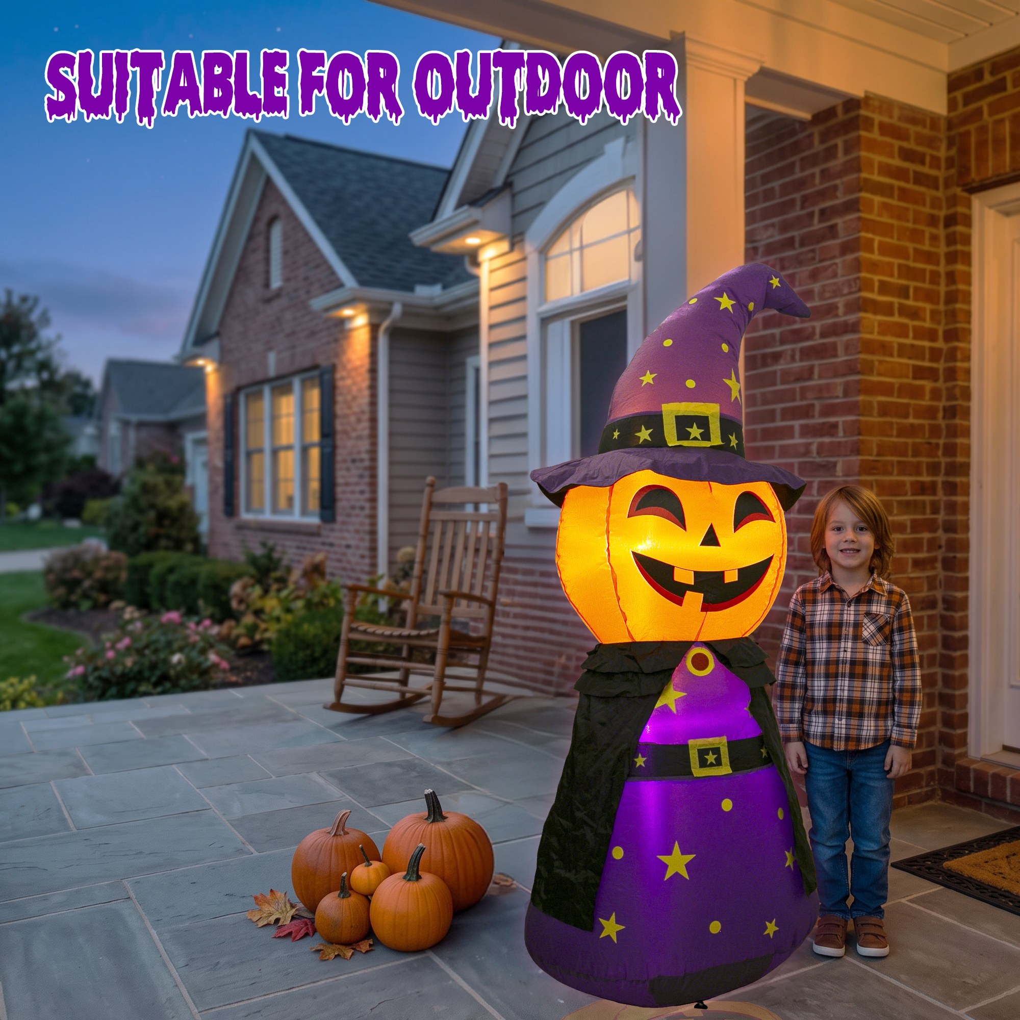 Magotan 5 Ft Halloween Inflatable Pumpkin Witch Decoration photo 5
