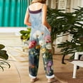 thumbnail image 4 of Women's Floral Print Jumpsuit - Vintage Strappy Cotton Linen Overalls for Summer Casual & Boho Style ,Light Blue,M, 4 of 5