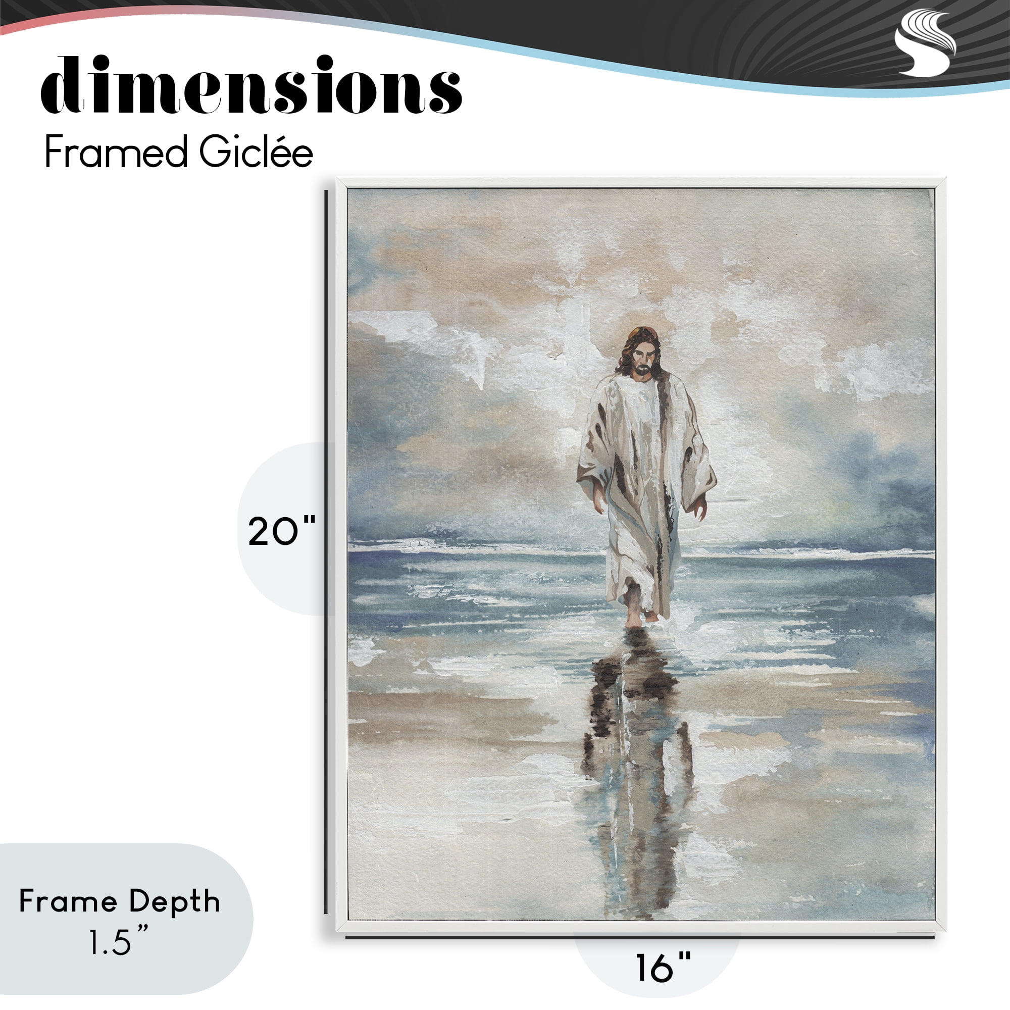 Stupell Industries Jesus on Water White Framed Giclee Art, design by Elizabeth Medley