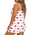 thumbnail image 4 of FchengtaiS Women's Plus Size Pajama Set Heart Print Loungewear Cami Top and Shorts Sleepwear Lounge Summer Pjs, 4 of 7