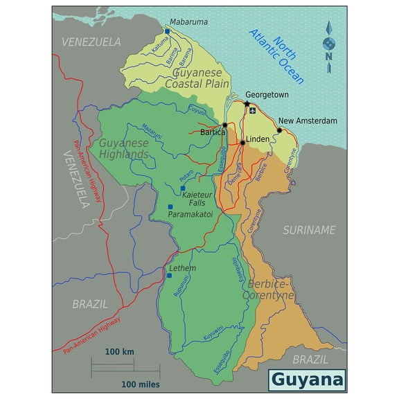 Poster: Large regions map of guyana