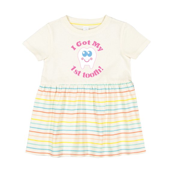 Inktastic I Got My 1st Tooth Girls Baby Dress