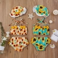 thumbnail image 3 of Douhoow 3Pcs Baby Girl Sunflower Swimsuits Ruffles Halter Tops+Trunks+Hat, 3 of 8