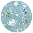 thumbnail image 2 of SAFAVIEH Carousel Kids World of Planets Area Rug, Teal/Ivory, 5'3" x 5'3" Round, 2 of 11
