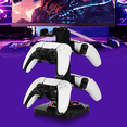 thumbnail image 4 of Universal Gaming Controller Stand with Headset Holder, RGB Lighting & USB Hub Ports, Rotatable Mount Compatible with PS5/Xbox/Switch - 4 Controllers & Headset Organizer, 4 of 10