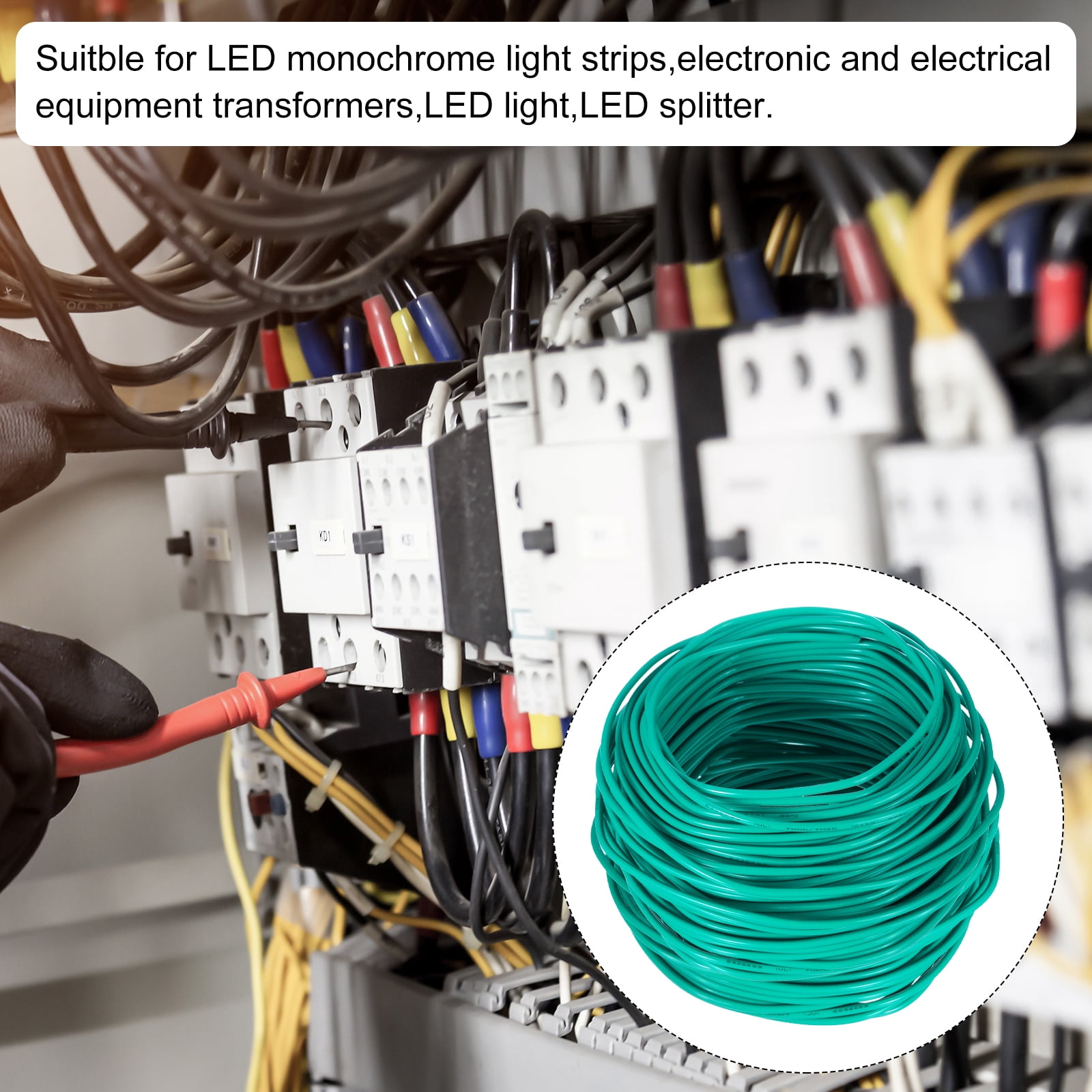 150 Feet Electrical Wire Insulated Stranded Copper 12 AWG Hook Up Wire Cable Residential, Industrial, Grounding,Green