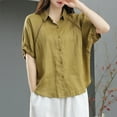 thumbnail image 4 of Ashirexll Womens T Shirts Summer Tops for Women Fashion Round Neck Solid Color Top Short Sleeve Sloping Shoulder Top and Shirt, 4 of 6