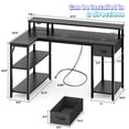 thumbnail image 5 of Amadwell 47 Inch L Shaped Desk with LED Strip, Corner Gaming Desk with Power Outlet, Drawer & Shelves, 5 of 9