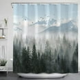 thumbnail image 3 of Gray Misty Forest Shower Curtain Grey Nature Foggy Tree Mountain Shower Curtains for Bathroom Waterproof Fabric Woodland Decorative Modern Black Bath Curtain with Hooks (Dark2, 72" x 72"), 3 of 6
