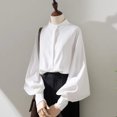 thumbnail image 1 of Blusa de manga larga holgada para mujer, camisa con cuello levantado, estilo de primavera y otoño, 1 of 3