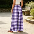 thumbnail image 6 of Women's Plaid Wide Leg Palazzo Pants, High Waisted Gingham Long Trousers with Pockets, Casual Summer Beach Flowy Pants, S-2XL, 6 of 6