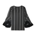 thumbnail image 1 of Alfani Womens Striped Knit Blouse, Black, X-Small, 1 of 1