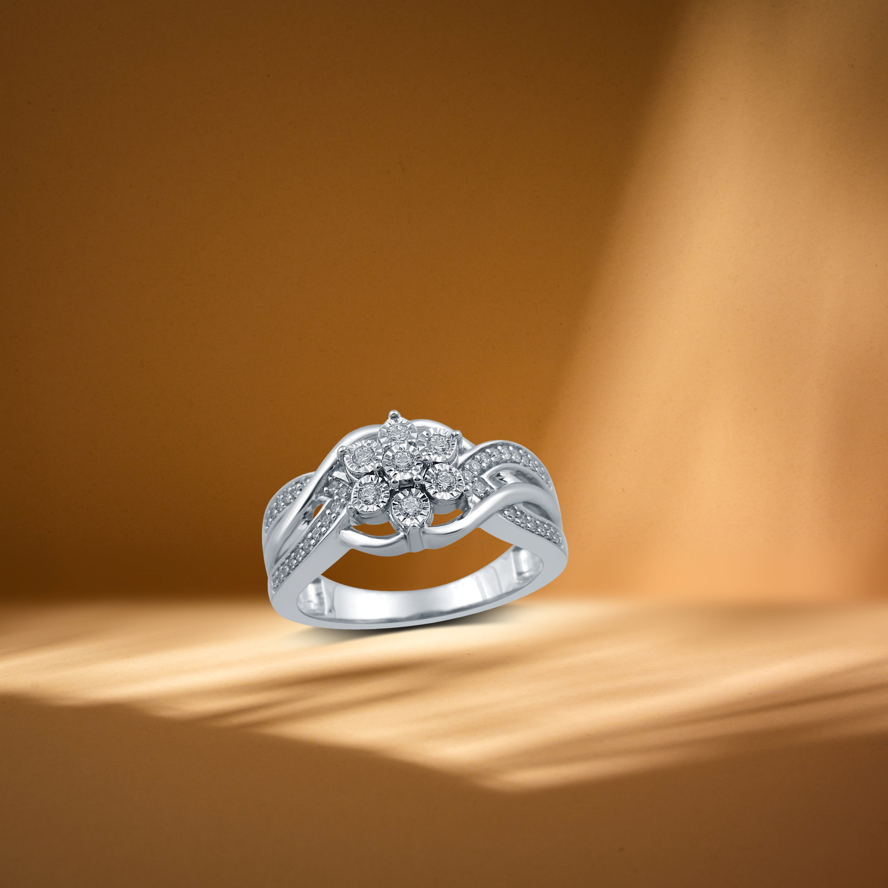 Brilliance Fine Jewelry 1/4 CTTW Round Diamond Flower Shaped Brilliance Fine Jewelry 1/4 CTTW Round Diamond Flower Shaped