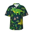 thumbnail image 2 of Goofa Dinosaurs and Flowers Hawaiian Shirt for Men, Unisex Summer Beach Casual Short Sleeve Button Down Shirts,Aloha Tropical Floral print shirt-, 2 of 9
