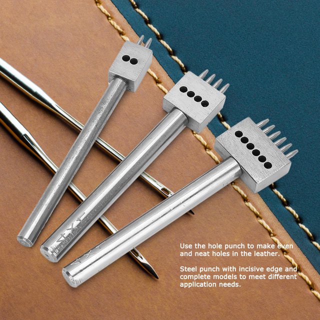 StampingPunching,3PCS Spacing Punch Tool DIY Leather Craft Hole Punching Set Belt Hole Puncher