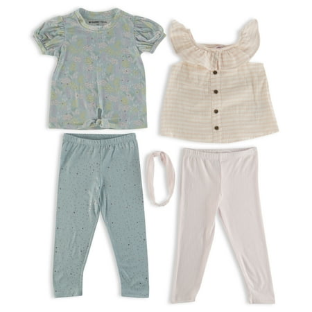 

Nannette Toddler Girl 4Pc Mix and Match Set W/Headband Size 2T-4T