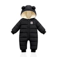 thumbnail image 1 of BULLPIANO 3-12 Months Baby Boys Girls Winter Snowsuit Toddler Warm Fleece Lining Hooded Romper Infant Zipper Winter Coat Jumpsuit, 1 of 4