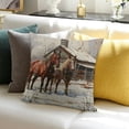 thumbnail image 3 of FANNA Horses Barn Snow Short Plush Pillow Cover 1 Piece Set for Living Room Bedroom Outdoor Garden Sofa Decoration Comfortable Beautiful Practical Winter High-Quality 1PC 20x20in, 3 of 5