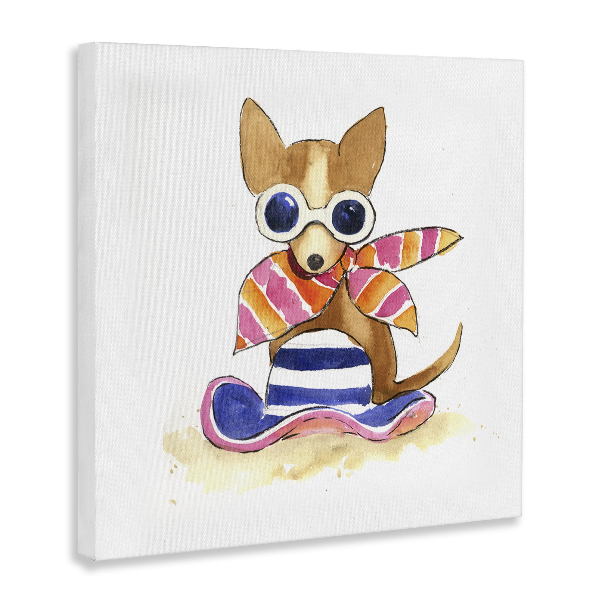 Stupell Industries Sandy Dog on Beach Animals Painting Wrapped Canvas Art Print Wall Art, 24 x 24